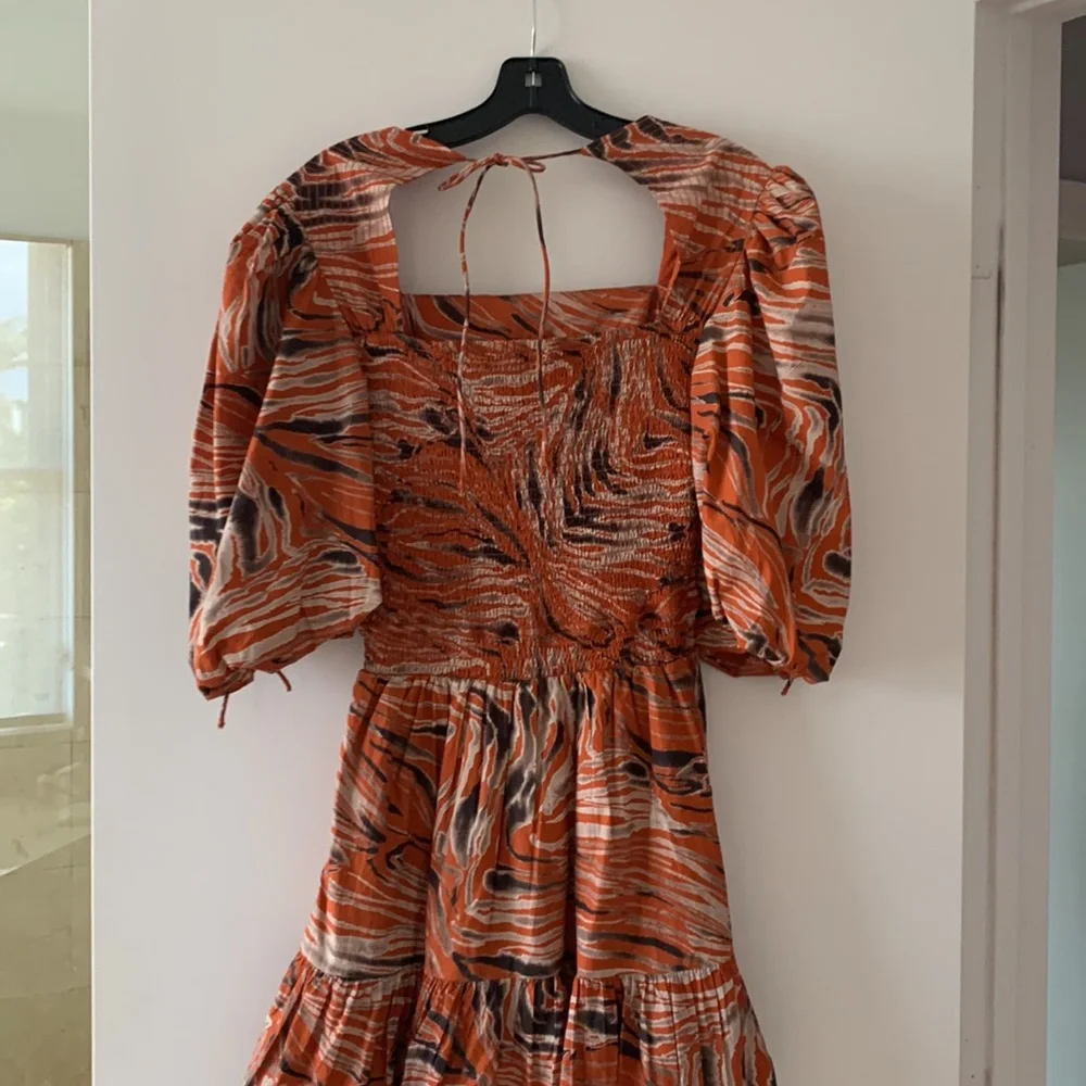 Mini Dress with Orange Marble Print - Picture 3 of 6